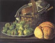 Melendez, Luis Eugenio Style life with figs oil painting on canvas
